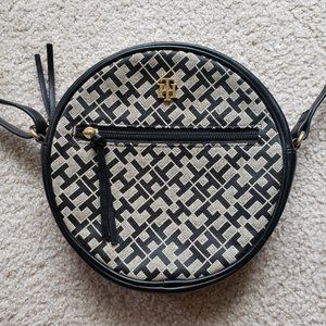 Tommy Hilfiger Black Round Logo Crossbody Purse